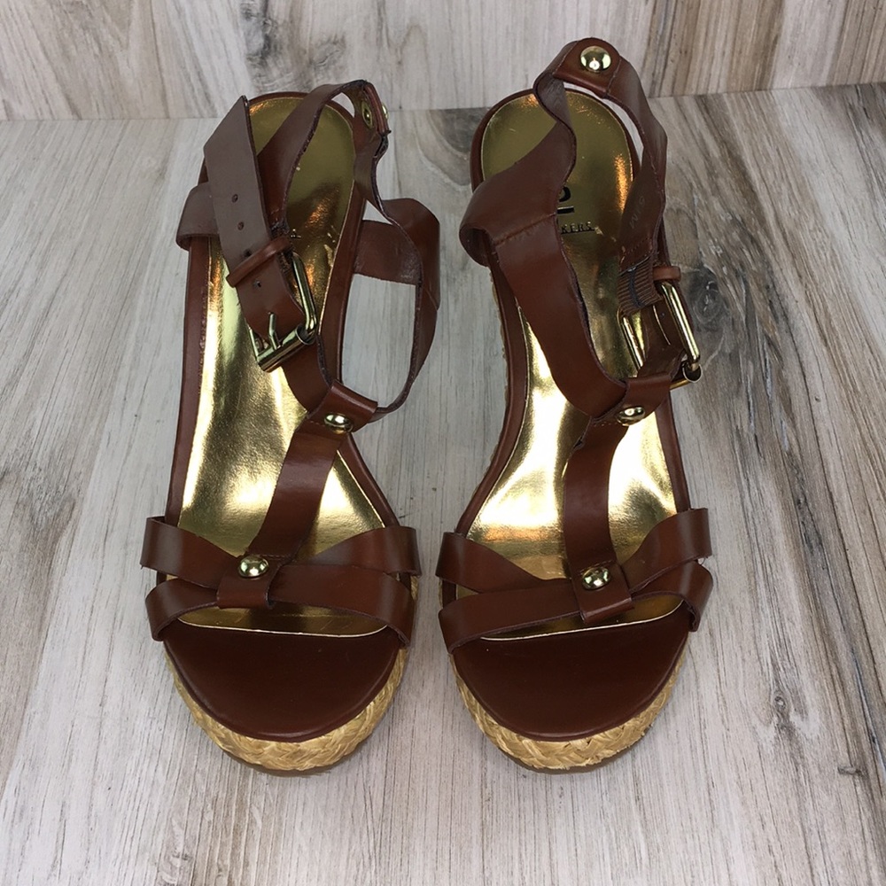 Baker Cognac Sandal Heels